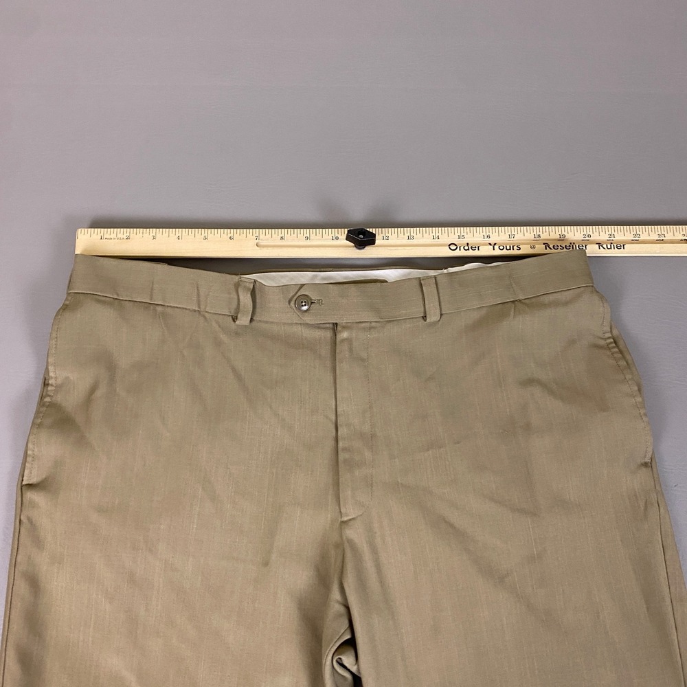 Haggar Khaki Dress Pants Men's Size 40x30 Tan No Iron Business Casual Flat Front - Picture 5 of 12